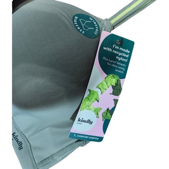 New Kindly Yours Bra Cross Over Hybrid Green Sea Spray Wireless Women's M - Picture 2 of 8